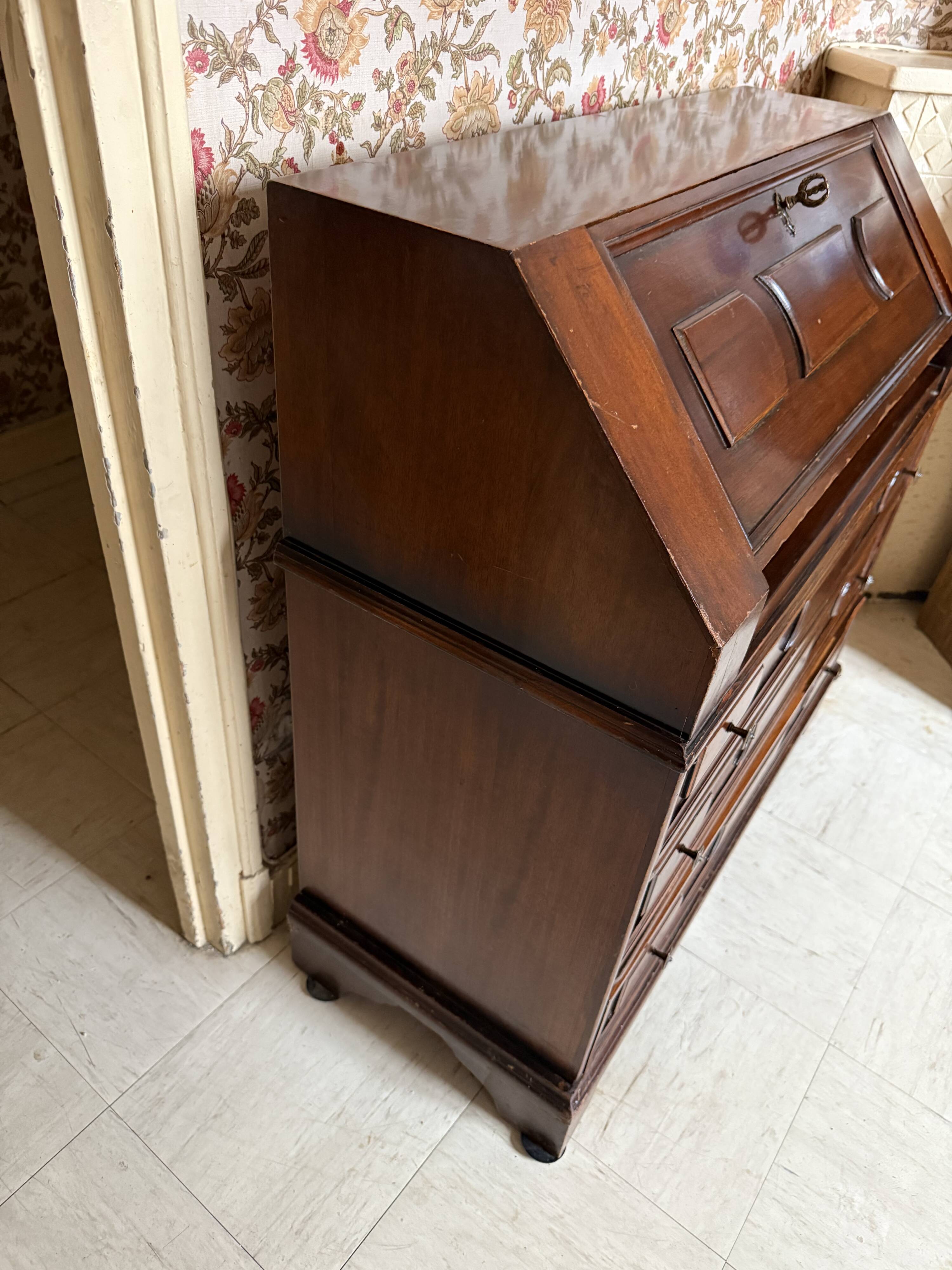 Vintage solid wood secretary desk