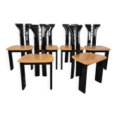 Set of 6 Pierre Cardin chairs in black lacquered wood, 1970
