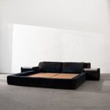 Cadre de lit en daim par Roche Bobois, années 1970