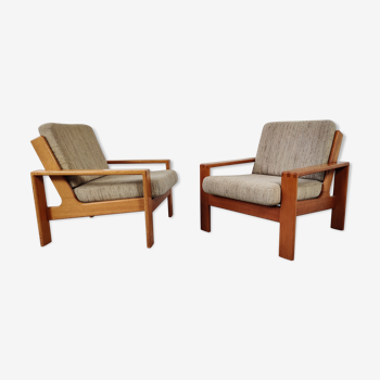 Pair of Bonanza armchairs by Esko Pajamies for Asko, Finland 1970s