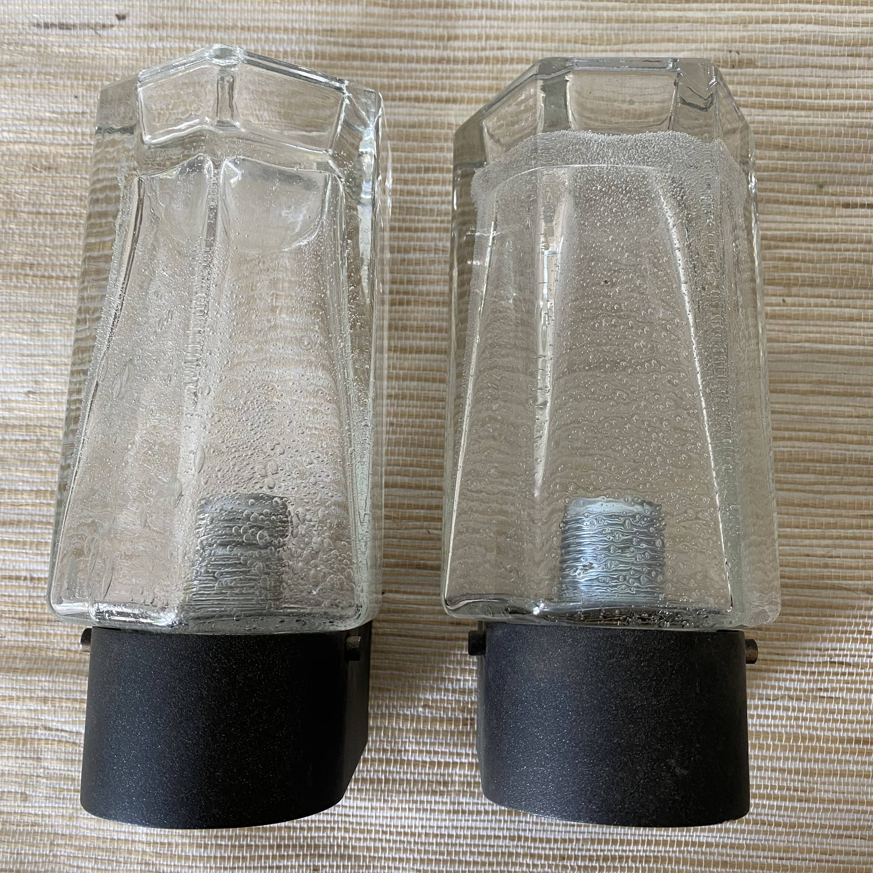 Pair of vintage Glashütte Limburg wall lights