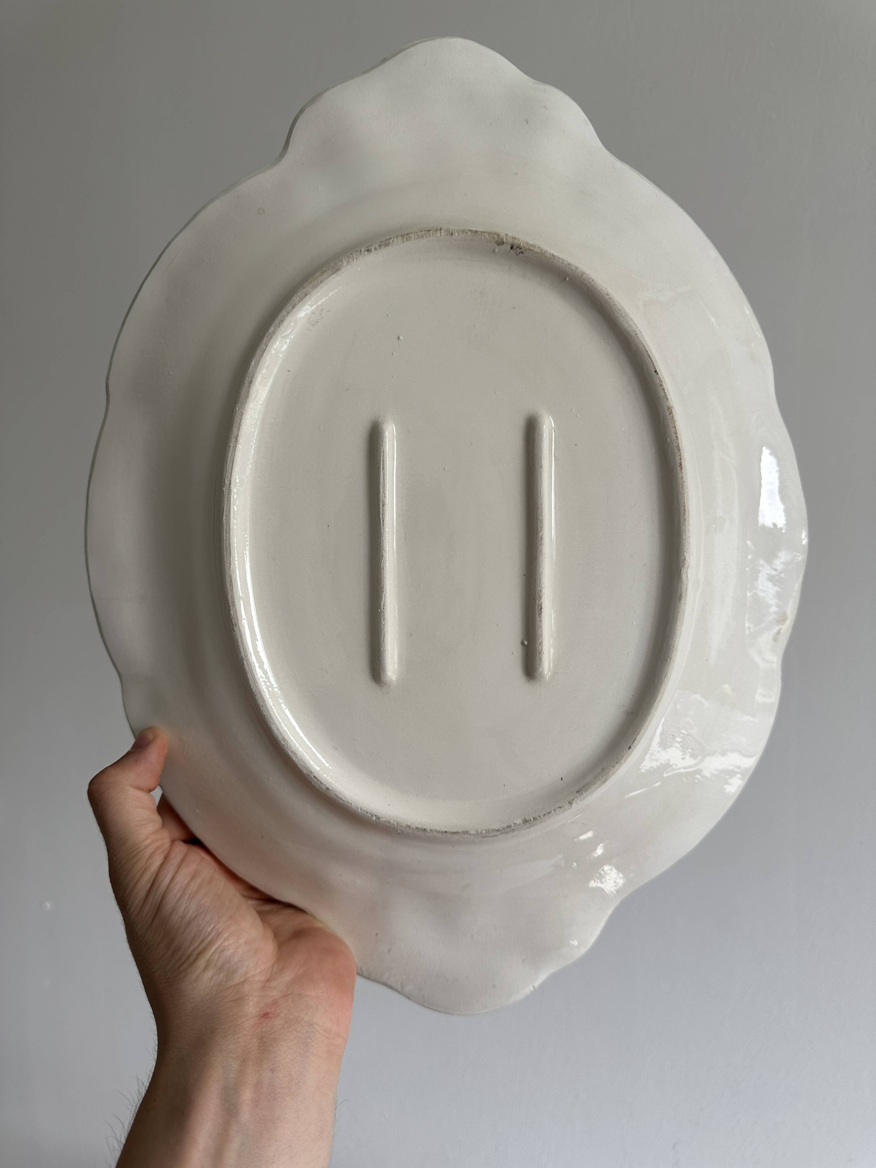 Antique cream ceramic tray