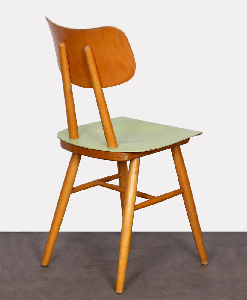 Pair of vintage green chairs, Czech design, 1960