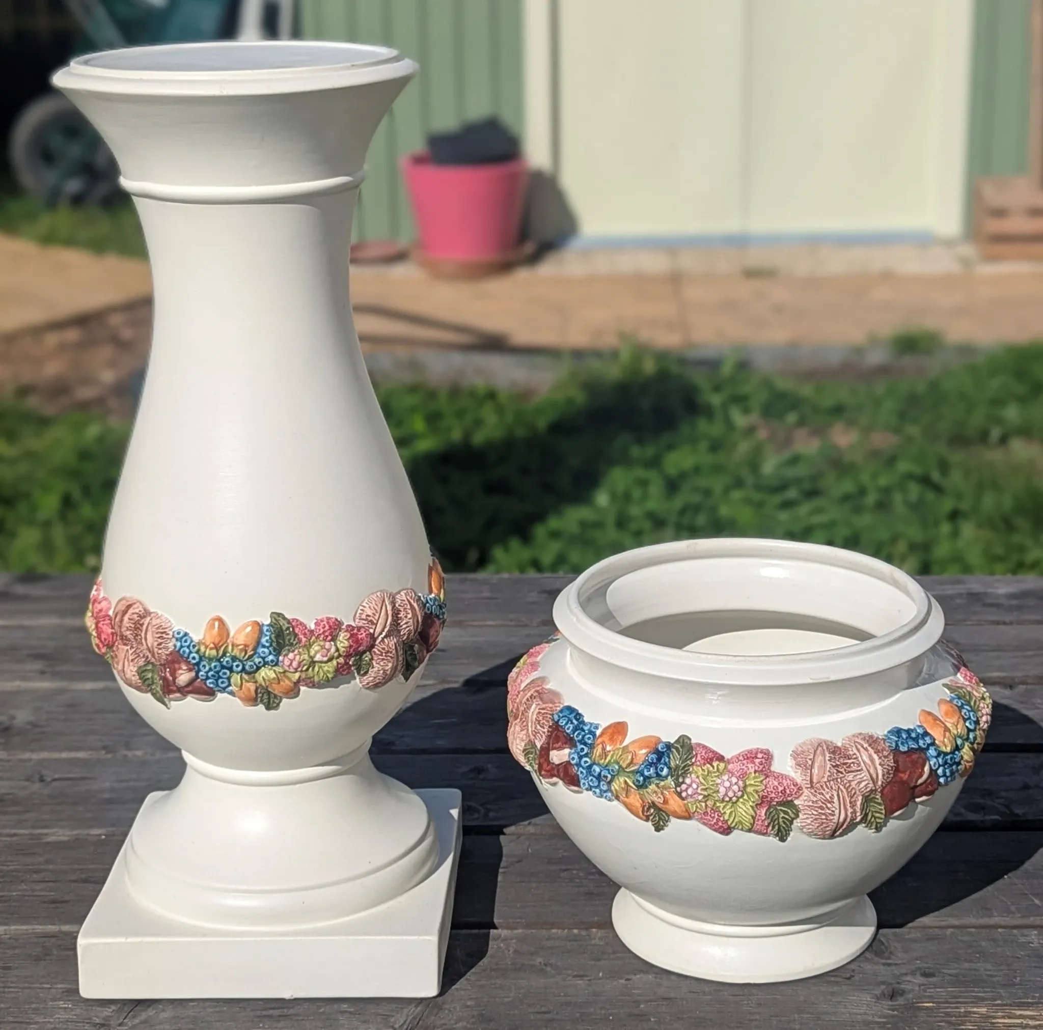 Large column vase holder with ceramic pot cache Belle Époque