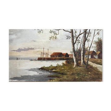 Tableau : huile sur toile - paysage bord de mer