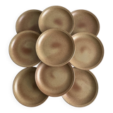 Lot de 10 assiettes en grès tacheté marron