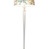 950s French Wrought Iron Decorative Floor Lamp with Flower Shade