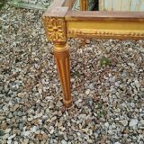 Table basse style louis xvi ancien bois doré avec plateau marbre