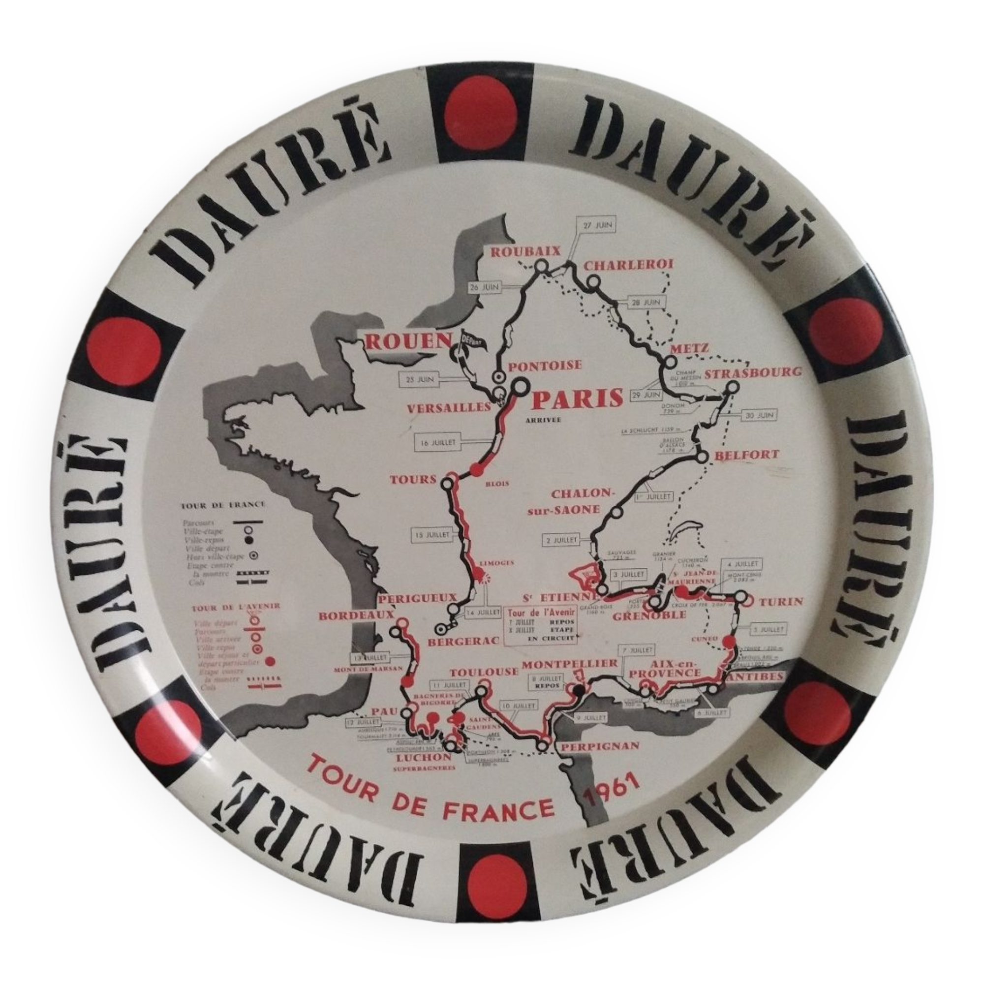 Dauré Tour de France 1961 souvenir tray