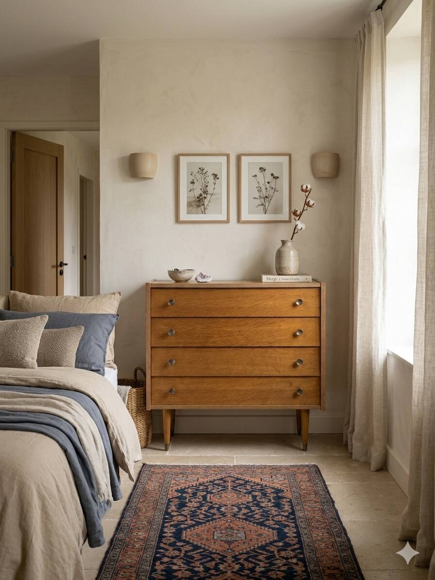 Vintage oak chest of drawers from the 1960s (4 drawers)