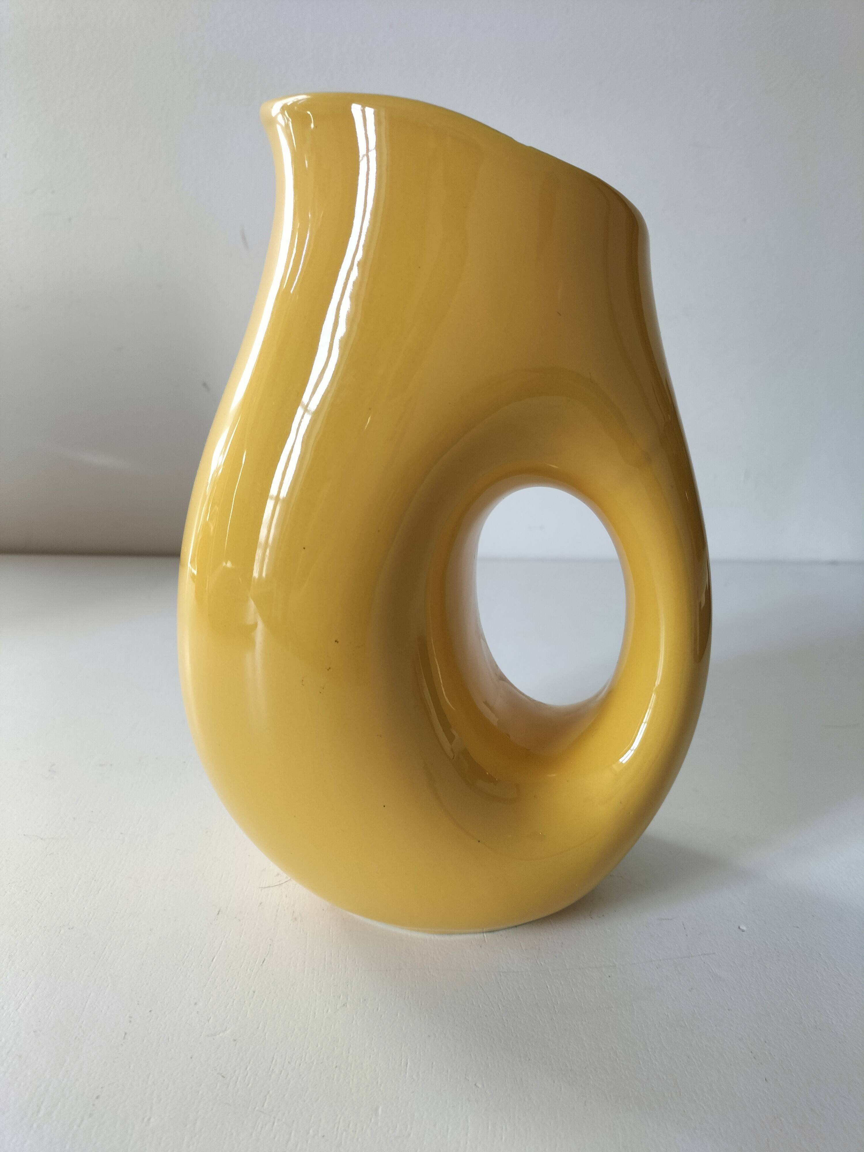 Vintage yellow sculptural pitcher 70s design