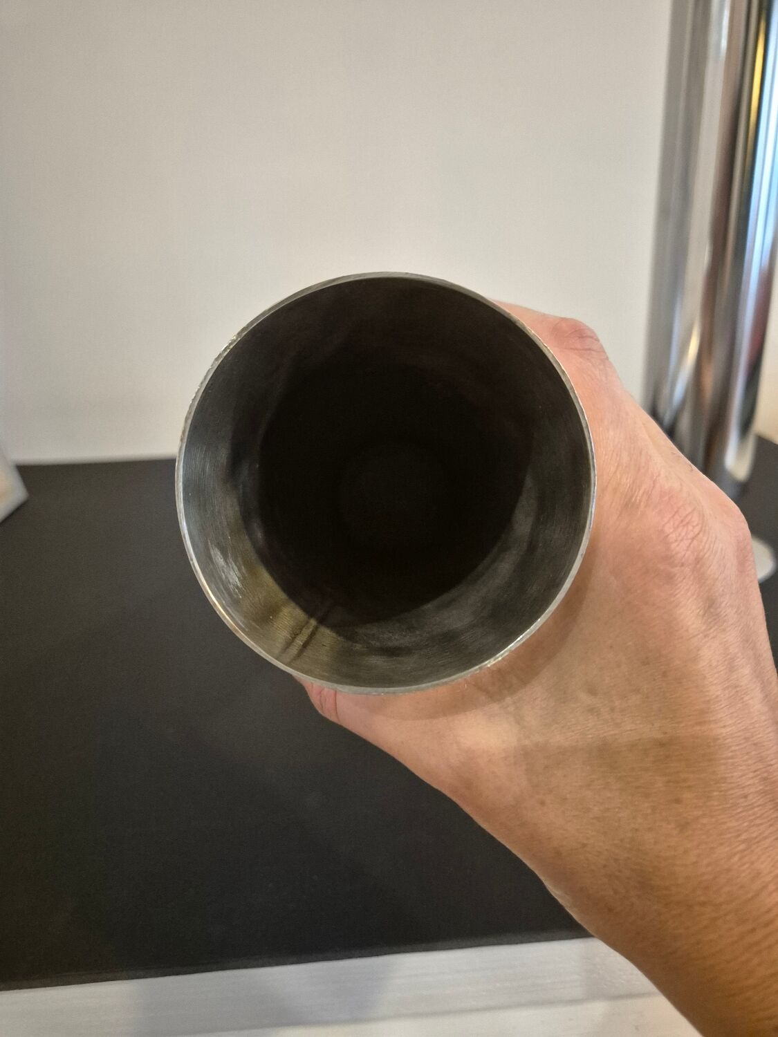 70s chrome metal vases