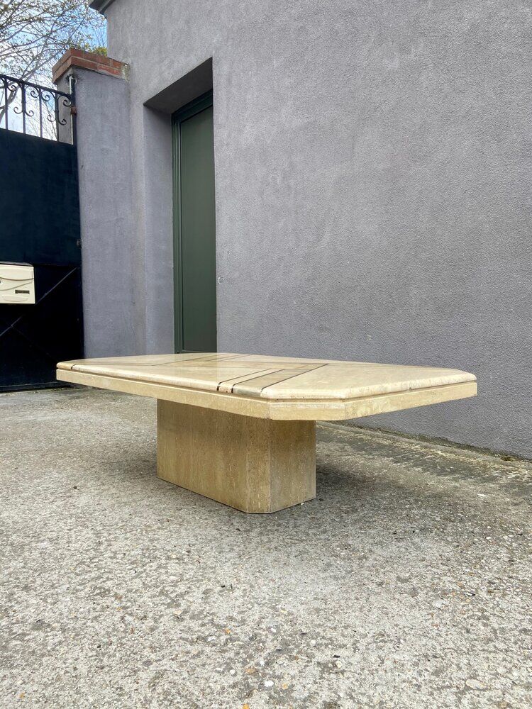 Low table in travertine and onyx 80'