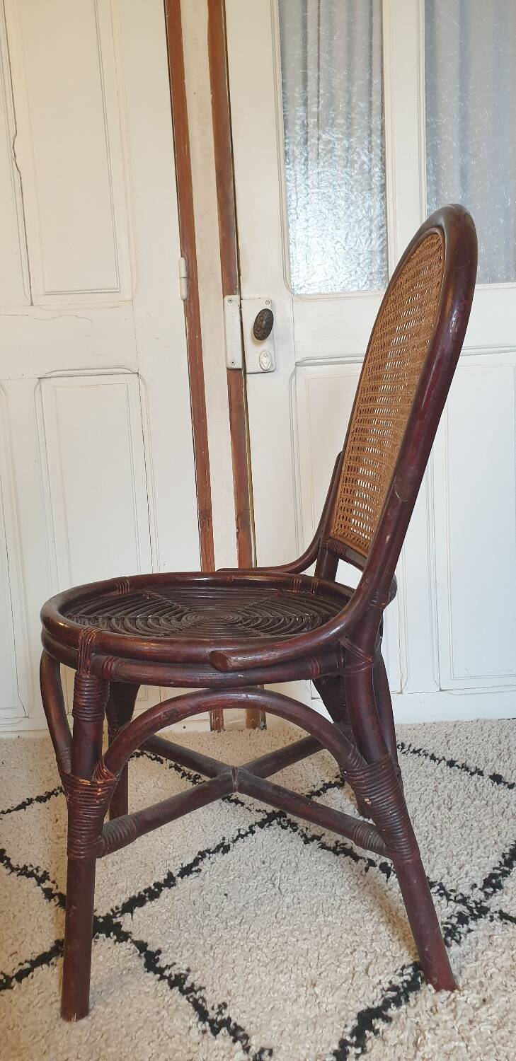 4 bamboo and cane chairs