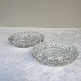 Set of 2 chiseled crystal ashtrays