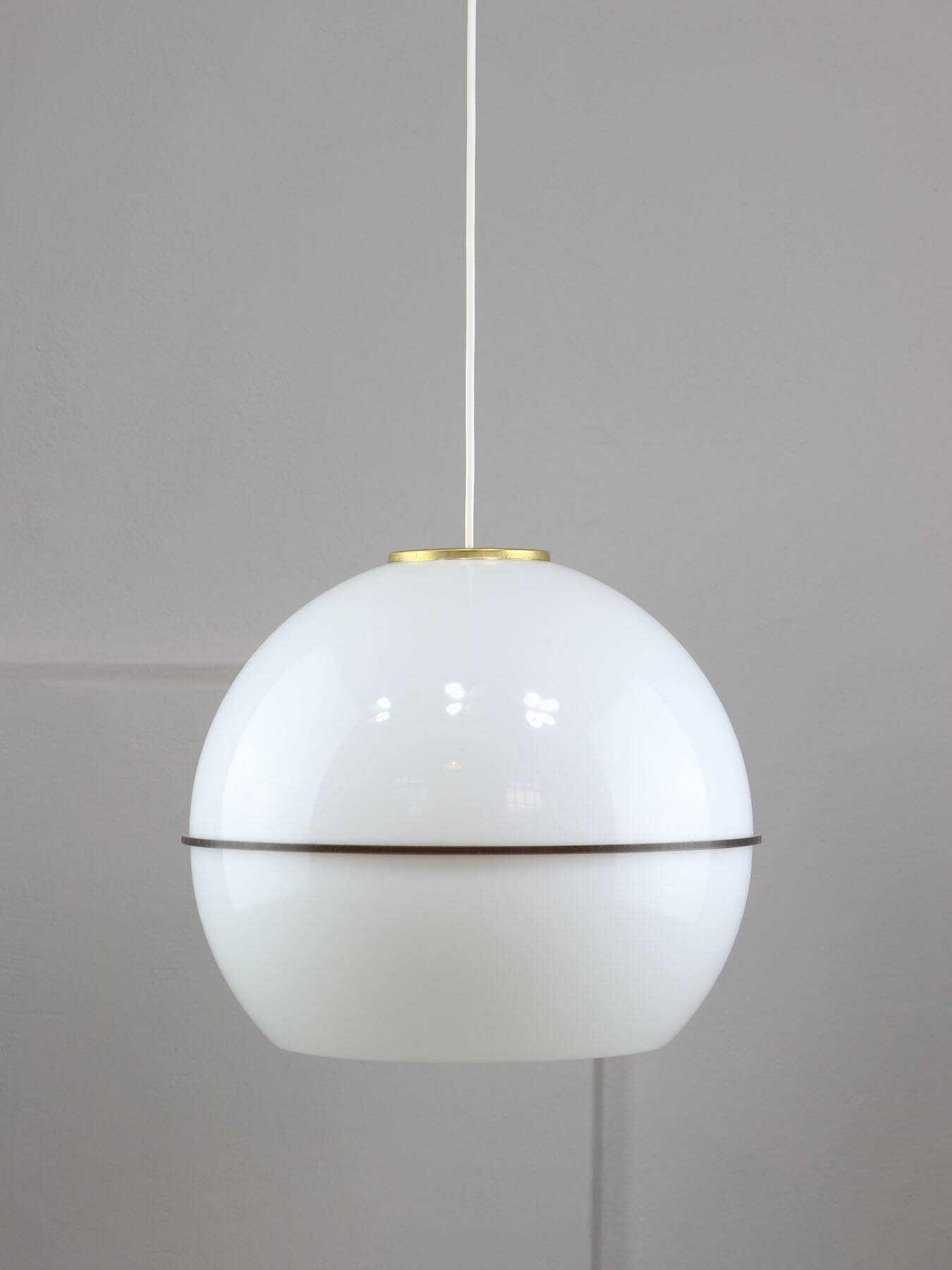 Italian Space Age Pendant Lamp in Plexiglass and Brass, 1970s