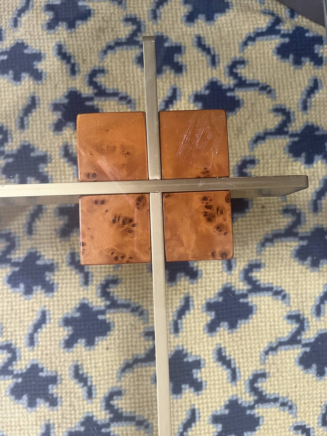 Coffee table with burl wood base