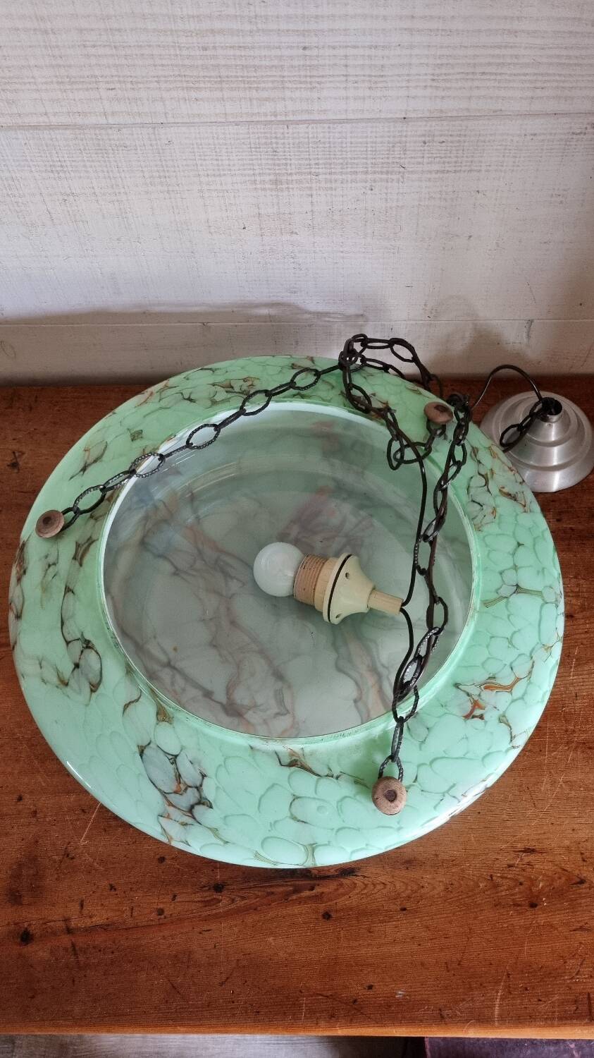 Art deco pendant lamp marbled glass ceiling light