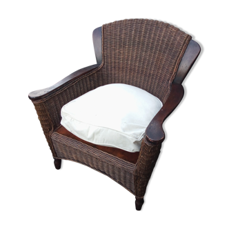 Wicker and bamboo armchair