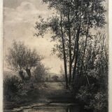 Madeleine Guiraud: Lake landscape, charcoal