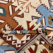 Cream wool turkish kilim handwoven tribal area rug 143x240cm