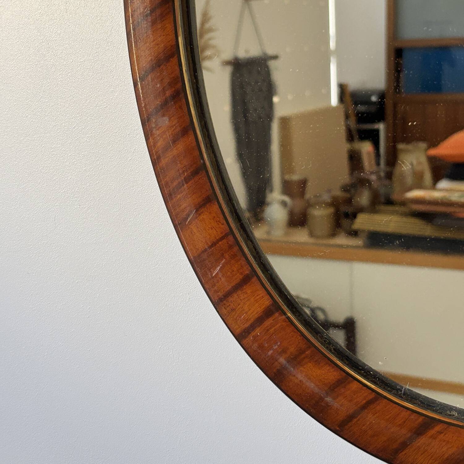 Vintage Mid Century Mirror with Inlaid Edge