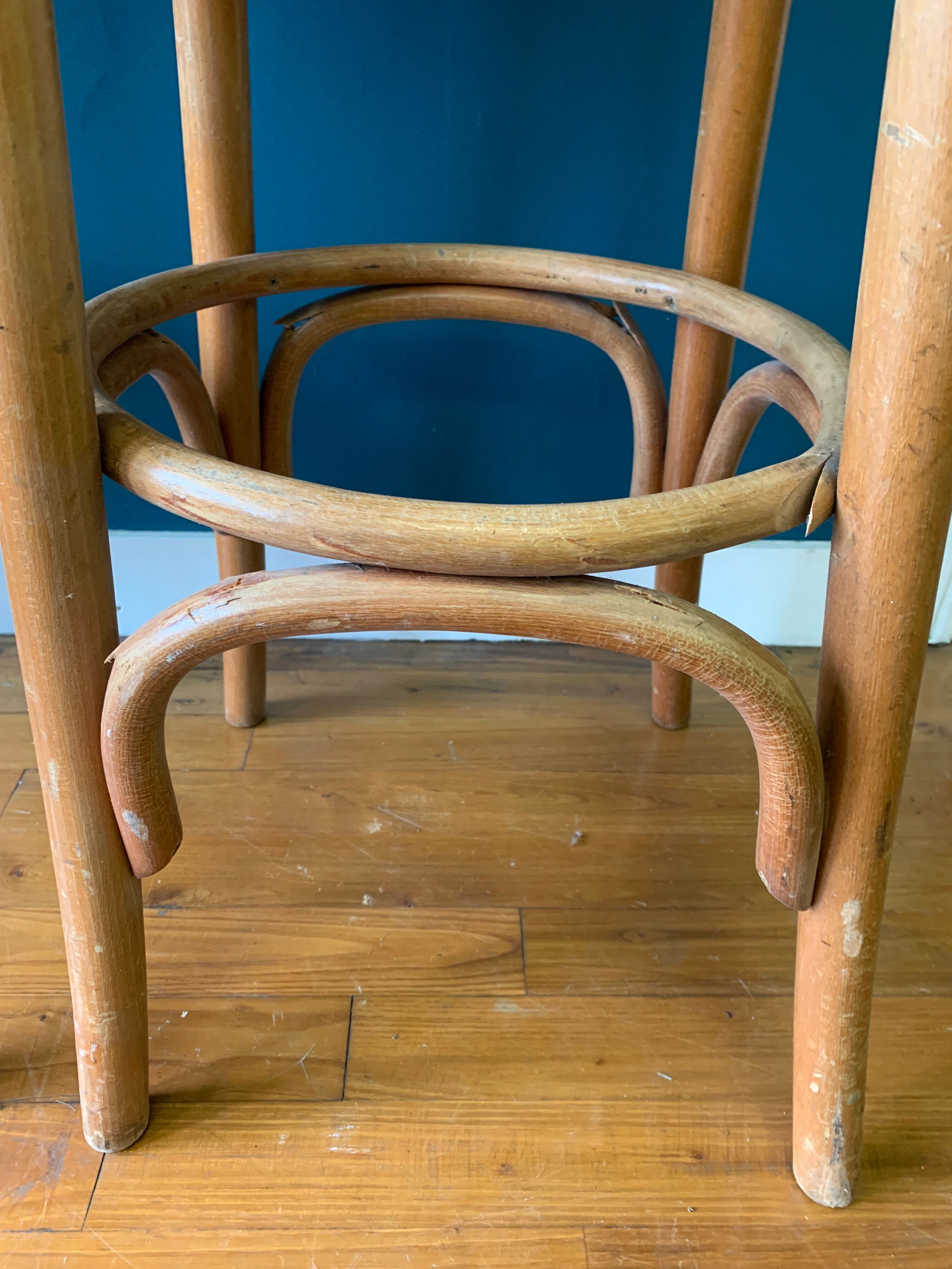 Pair of curved wooden bar stools