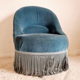 Blue velvet toad armchair