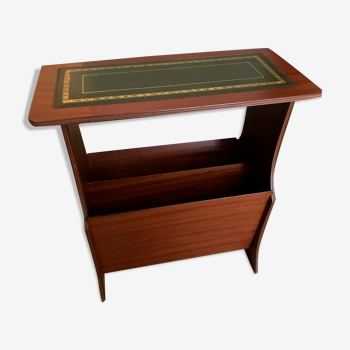 Empire-style newspaper storage furniture - mahogany and leather