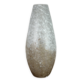 Vintage 80'S white and gold enameled blown glass vase Ht 45 cm