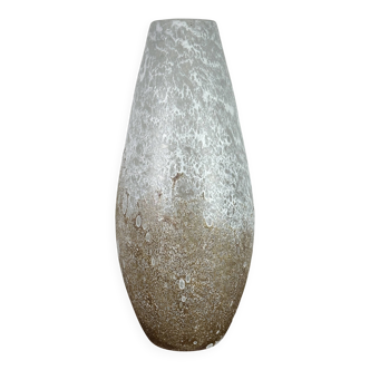 Vase en verre soufflé émaillé blanc et doré, années 1980