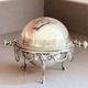 Antique English Silver-Plated Roll-Top Caviar Dish with Ram’s-Head Decoration