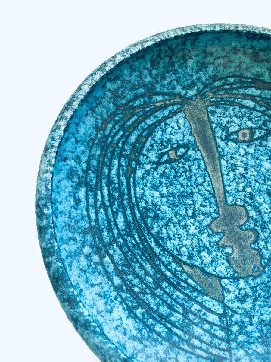 Art Ceramics Sgraffito Face Bowl by Alvino Bagni for Raymor, 1960s