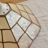 Vintage suspension in pink mother-of-pearl – Stained glass style