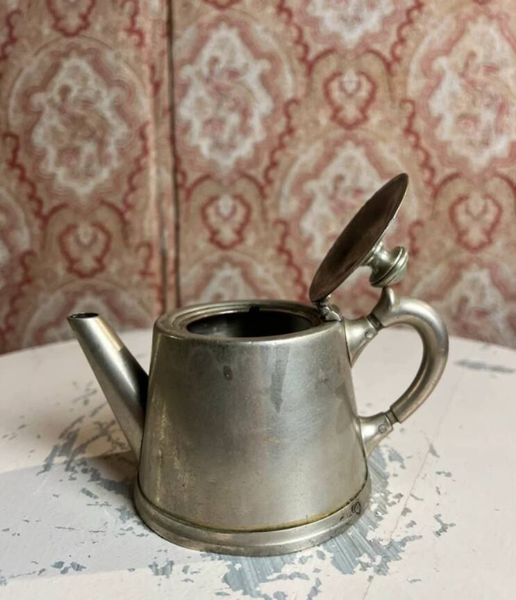 Silver-plated metal teapot or coffee pot with double hallmarks - early 20th century
