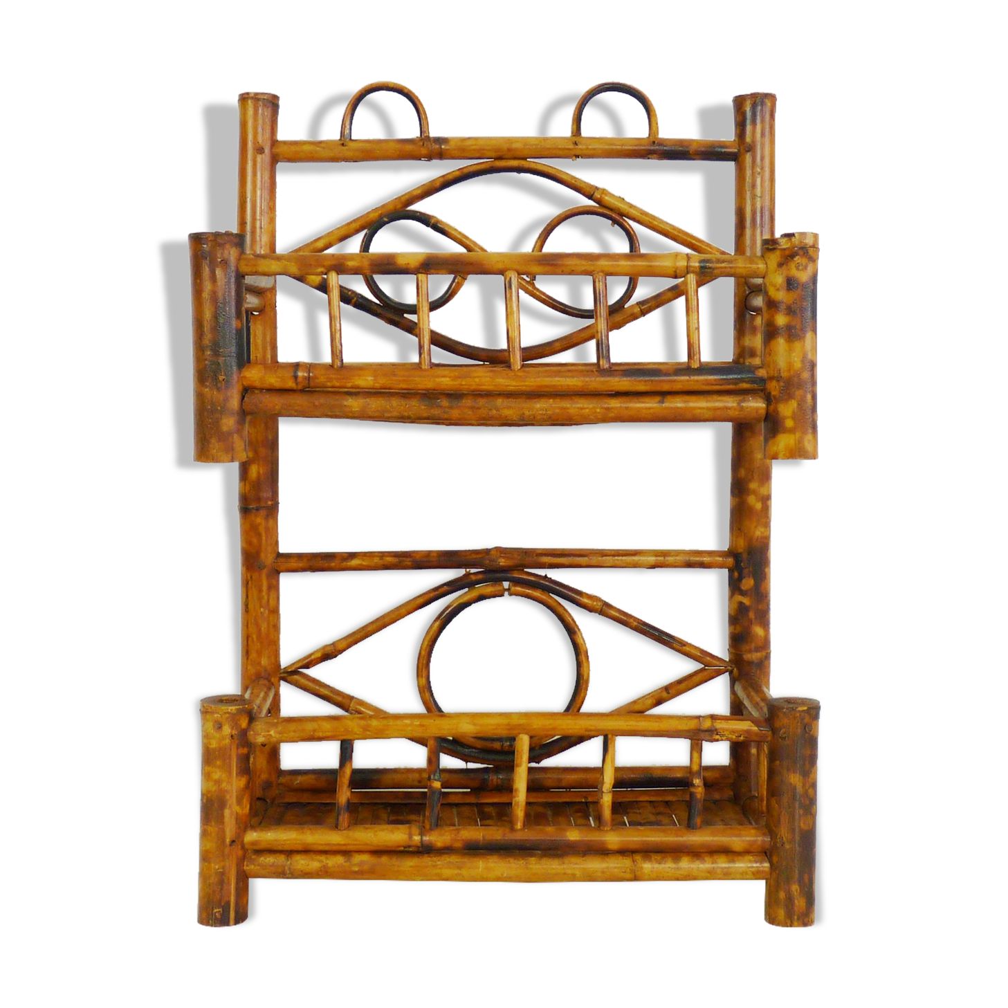 Vintage wall shelf in black bamboo, shelf or to be laid or hung. Year 70