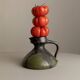 Vase en céramique fat lava vert-noir par Luise Duncker Studio, vintage des années 1970, milieu du siècle.