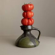 Green-Black Fat Lava Ceramic Vase by Luise Duncker Studio, Vintage 1970s Mid-Century