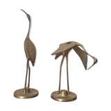 Couple herons in vintage brass