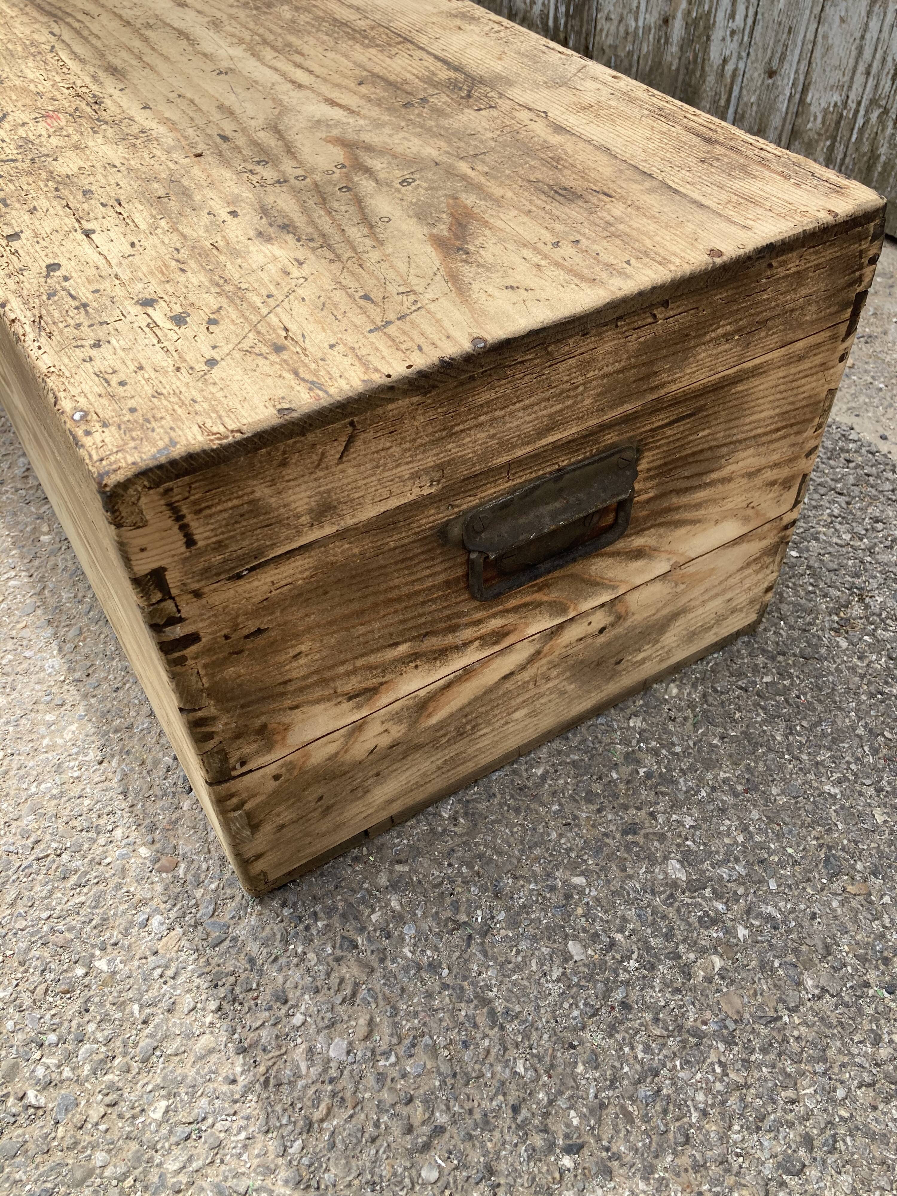Sanded wooden trunk