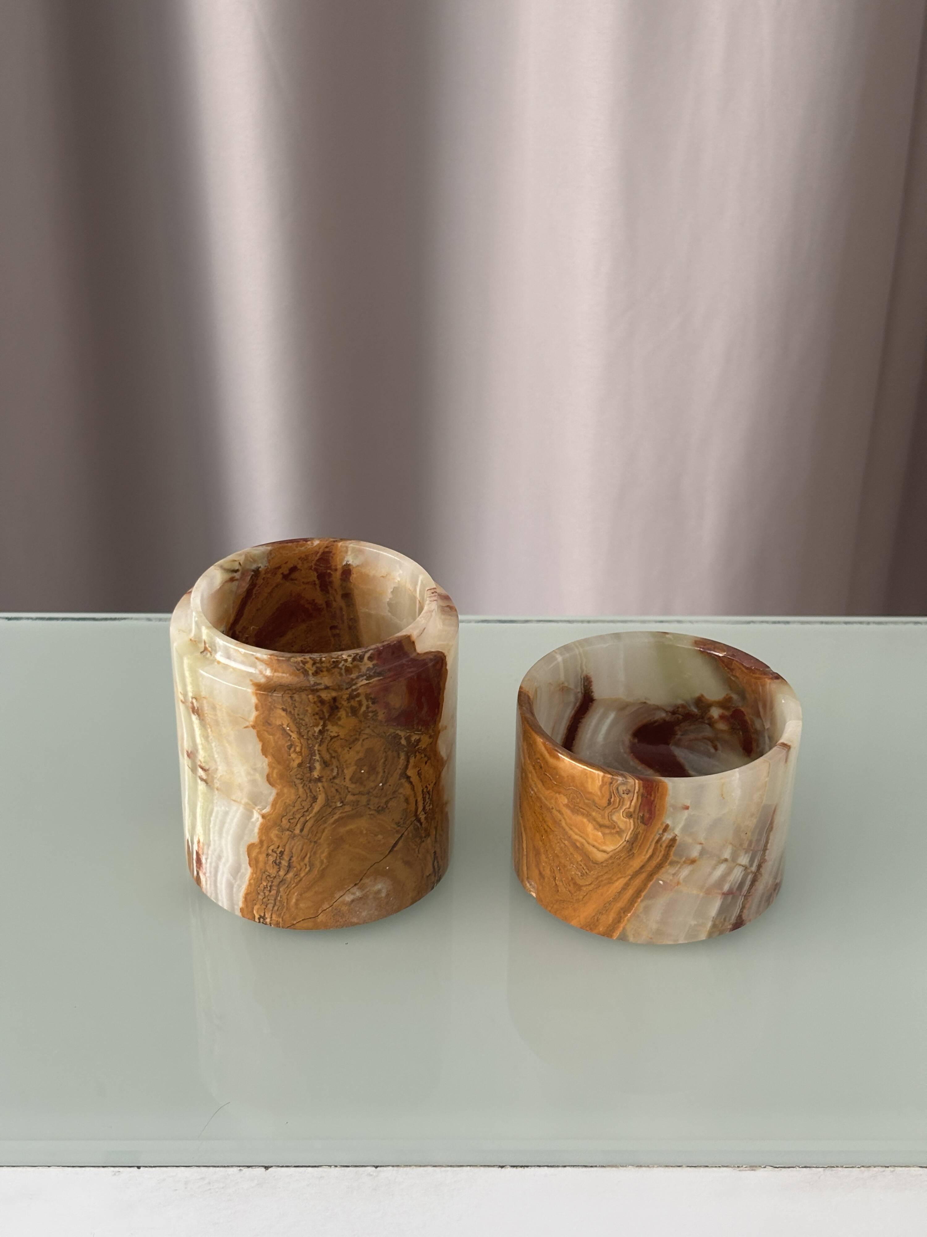 Vintage Hand-Carved Onyx Vessel | Cachepot | Sculptural Stone Bowl