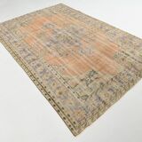 6x9 Vintage Peach & Blue Oriental Turkish Rug, 188x288Cm