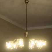 Elliptical brass and glass 10-arm chandelier, 1950s