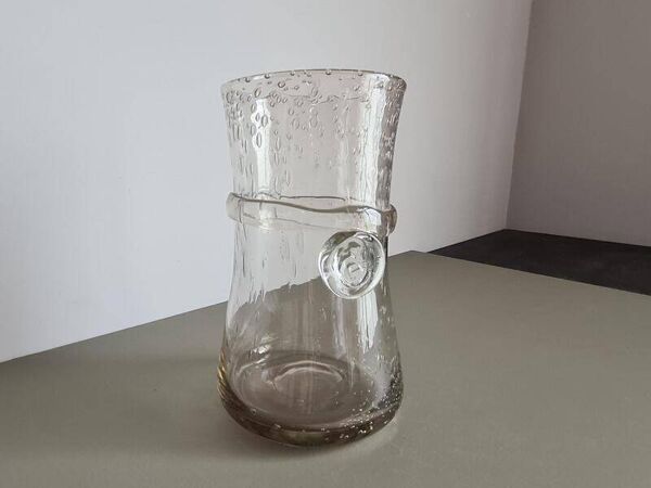 Vase en verre bullé de Biot français   Soufflé à la main vintage