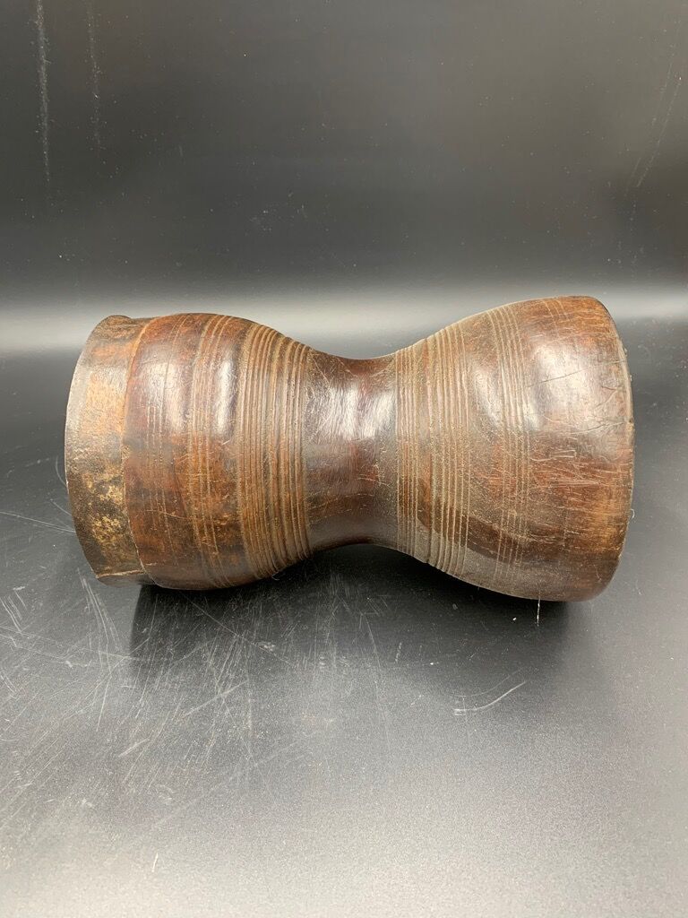 Ancient turned wood grain measurement and wrought iron hooping, India