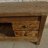 Large workbench with press, 2 drawers and storage tray - Totally sanded and varnished