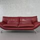 Italian design 3-seater sofa in leather and metal