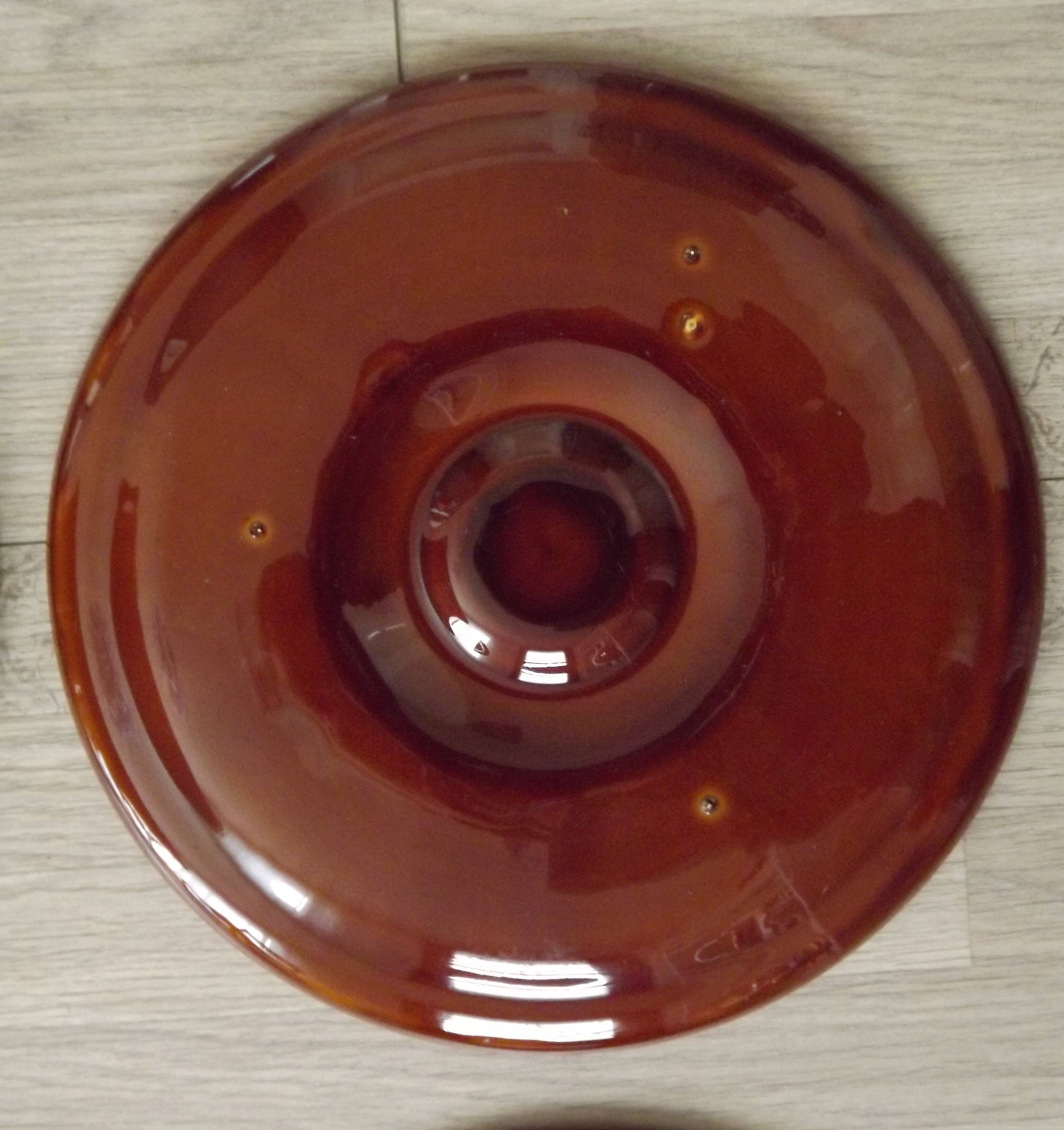 Set of 6 brown majolica oyster plates for 6 oysters and lemon 4951