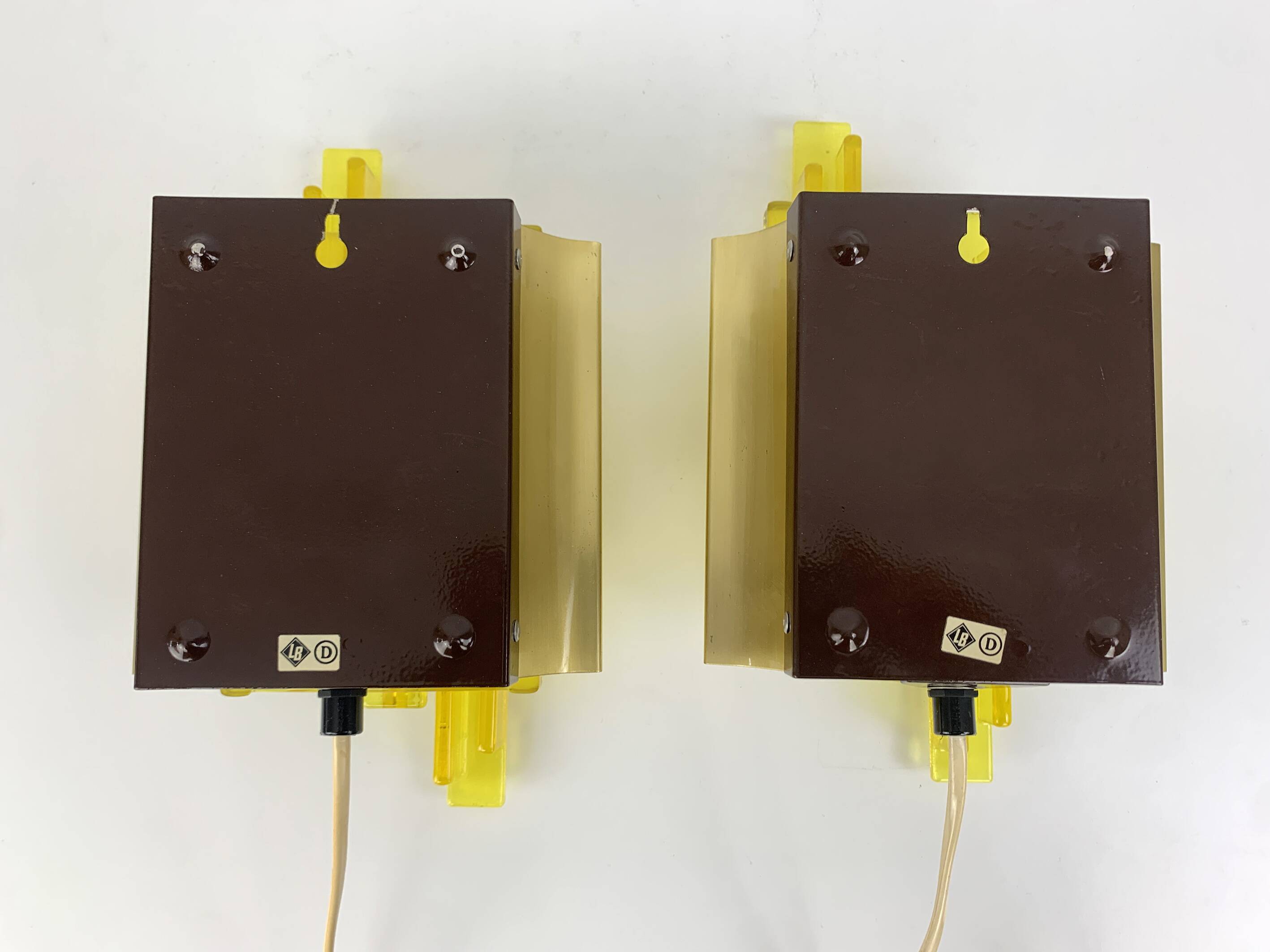 Pair of brutalist wall lights, Claus Bolby for Cebo Industri, Denmark, 1970.