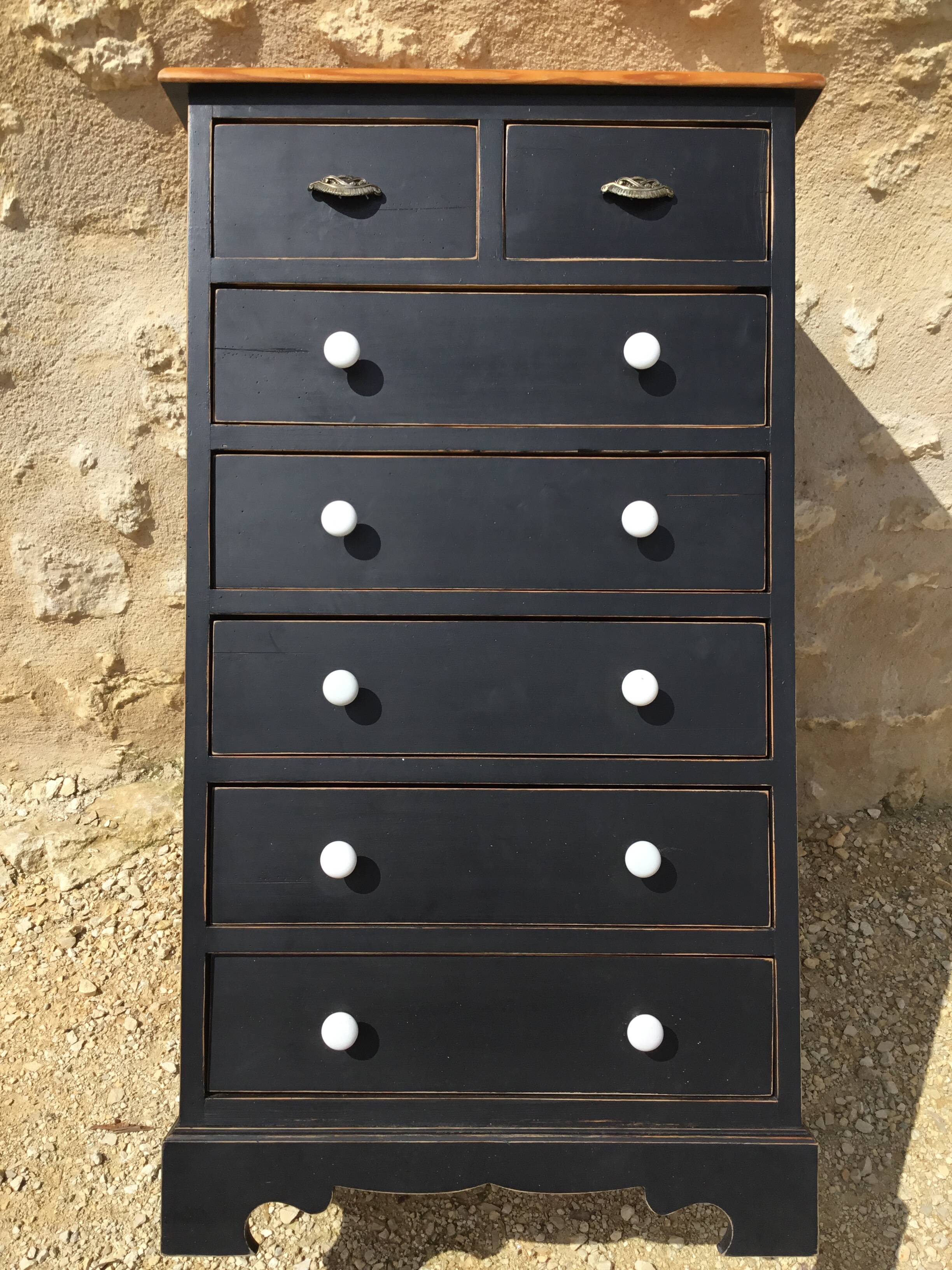 Chiffonier from the 1980s in black patinated fir